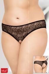 Softline - Mutandine aperte in pizzo. Nero