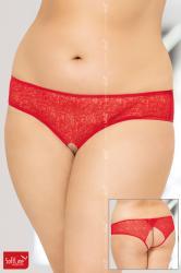 Softline - Mutandine aperte in pizzo. Rosso XL