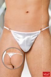 Softline - Tanga in tessuto satinato bianco