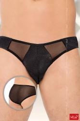 Softline - Slip neri con inserti in Lycra.