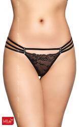 Tanga nero in pizzo con triplo fianchetto.