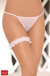 Softline - Giarrettiera in tulle e raso. Colore bianco