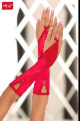 Softline - Guanti infradito con pizzo e strass. Rosso