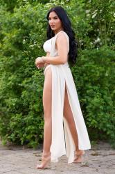 Copricostume sexy in chiffon. Beige