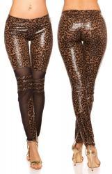 Leggings leopardati KouCla con inserti in microrete.