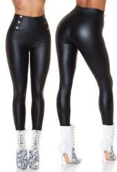 Leggings termici in similpelle neri.