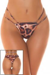 Tanga bikini Koucla con doppi fianchetti. Leopardato.