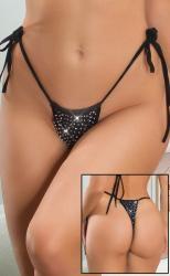 Tanga bikini con strass. Nero