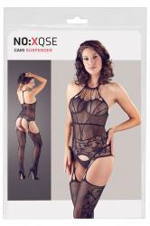 Catsuit a rete ricamata con motivi in pizzo.