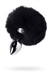 Plug in metallo argentato con peluche nero.