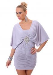 Mini abito con motivo strass anteriore. Grigio