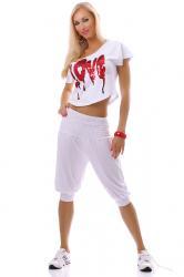 Pantaloni al ginocchio cavallo basso. Bianco.