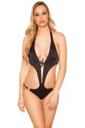 Monokini nero con catenelle.