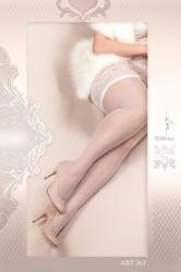 Ballerina: Calze autoreggenti velate c/balza in pizzo. Bianco Art 363
