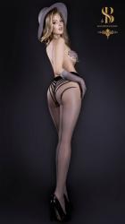 Collant velato c/riga e dettagli a strisce. Grigio. Art. 559