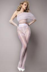 Collant bianco velato con ricami e lurex. Art. 580