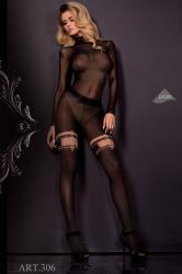 Ballerina: collant nero con fascia beige. Art. 306