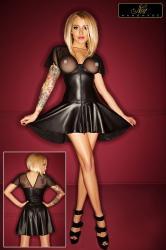 Vestito lucido effetto bagnato con inserti in tulle.