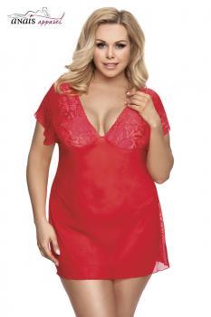 Sydney - Chemise rossa in tulle e pizzo.
