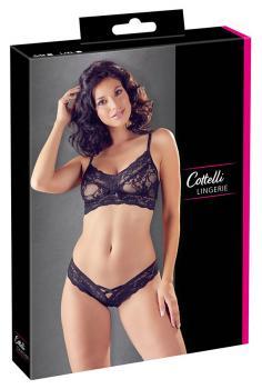 Bralette e tanga brasiliana con motivo criss cross.