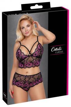 Top e culotte in pizzo bicolore.