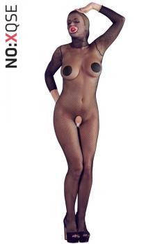 Catsuit a rete con maschera integrata.