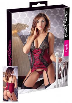 Guepiere rossa con pizzo + perizoma.