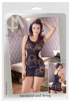 Chemise a rete con lavorazioni floreali ed intagli laterali.