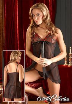 Babydoll con coppe ricamate + tanga.