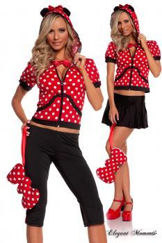 Costume topolina 5 pezzi. Include gonna e pinocchietti.