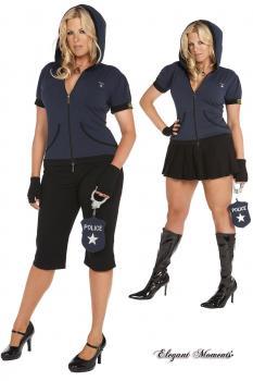 Costume poliziotta 5 pezzi XL. Include gonna e pinocchietti.
