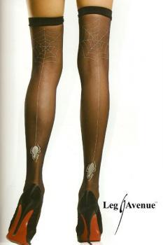 LEG AVENUE: calze nere con disegno ragno.