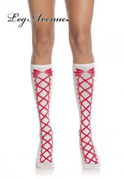 Leg Avenue: gambaletti con disegno stringatura e fiocco