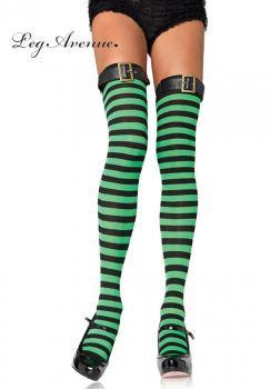 LEG AVENUE: calze a righe con fibbie sulla balza.