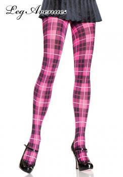 Leg Avenue: collant disegno plaid rosa.