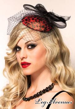 Leg Avenue Burlesque: molletta rossa con fiocco e rete.