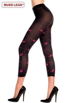 Music Legs: pantacollant nero opaco con disegno corone.