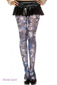 Music Legs: collant con motivo teschi.