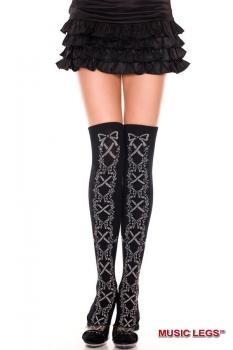 Music Legs: calze con motivo floreale e criss cross.