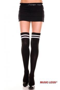 Music Legs: calze nere con righe bianche nella balza.