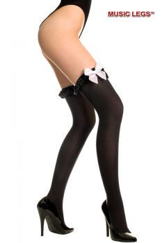 Music Legs: calze coprenti con balza in satin e fiocco.