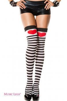 Music leg: calze opache a righe con cuore.