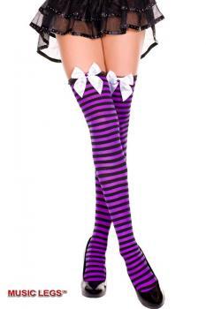 Music Legs: calze a righe con merletto e fiocco.