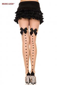 Music Legs: calze con fiocco e fila di pois posteriori.
