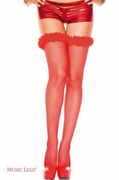 Music Legs: calze a rete con piume di marabou.