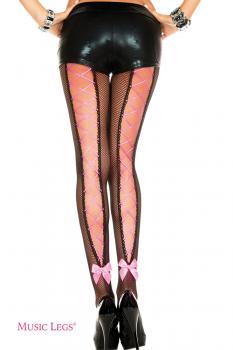 Music Legs: collant a rete con stringature posteriori. XL