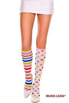Music Legs: gambaletti multicolore a righe e pois.