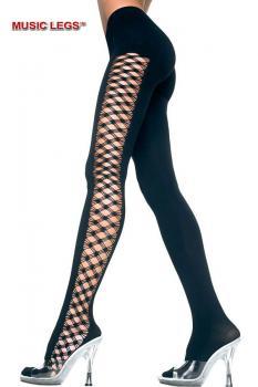 Music Legs: collant opaco con inserto a rete laterale.
