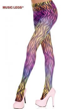 Music Legs: collant multicolore con motivo fiamme.