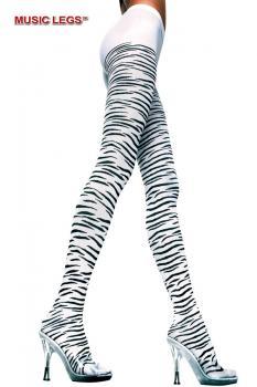 Music Legs: collant bianco zebrato.